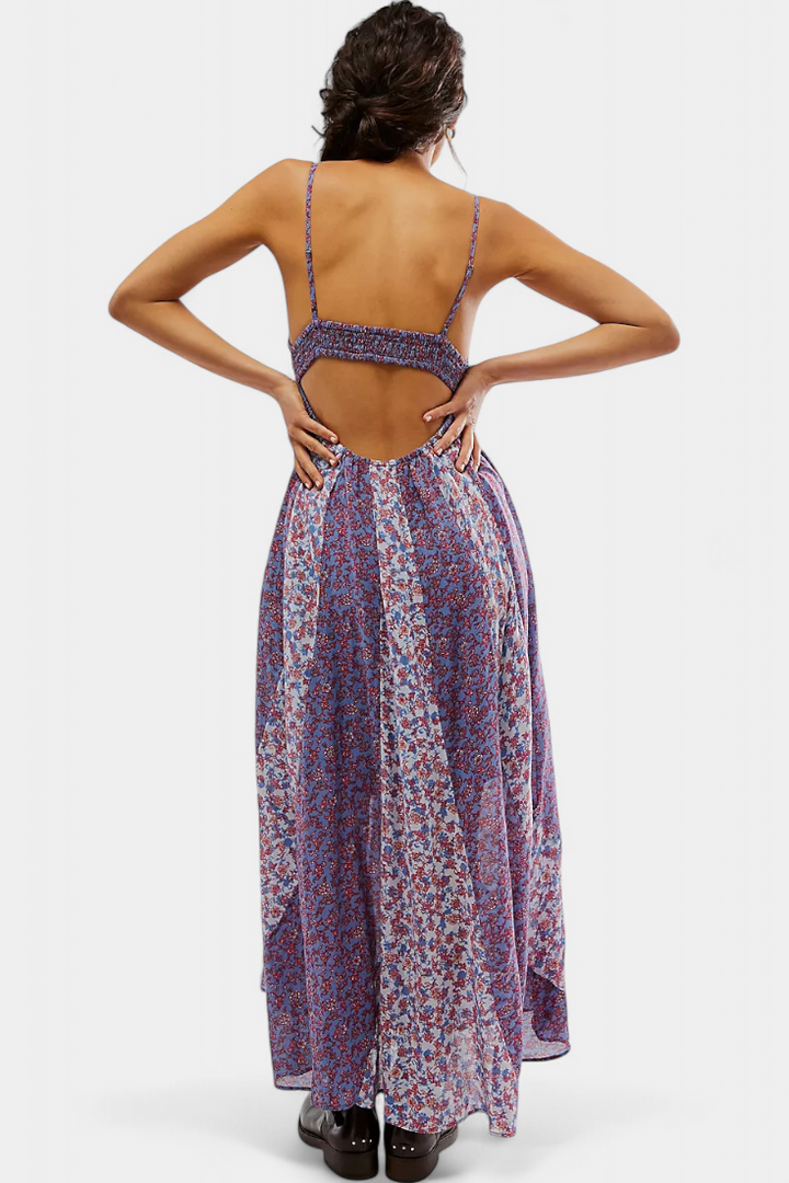 Robe Boho Florale Lexa en Chiffon avec Dos Nu