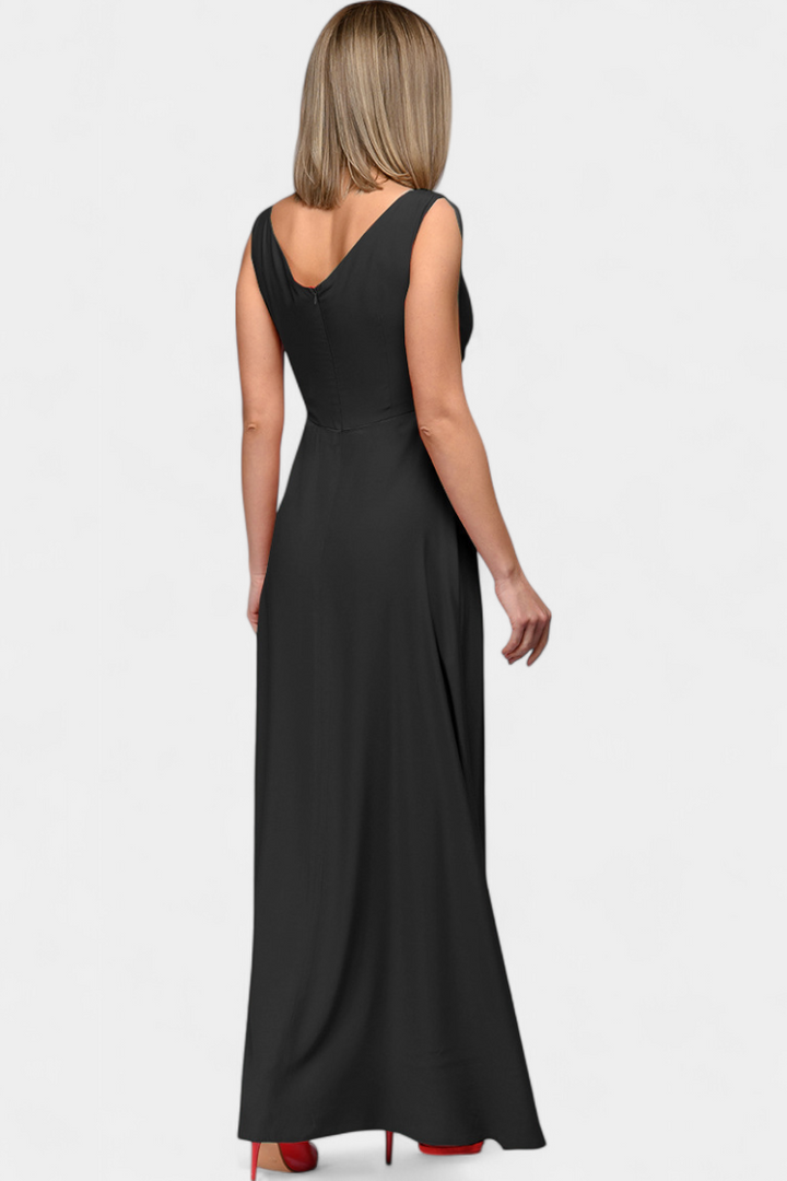 Rocío Robe Longue avec Drapé Frontal et Décolleté Croisé