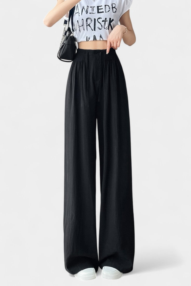 Ilyana Pantalons Taille Haute et Jambe Large