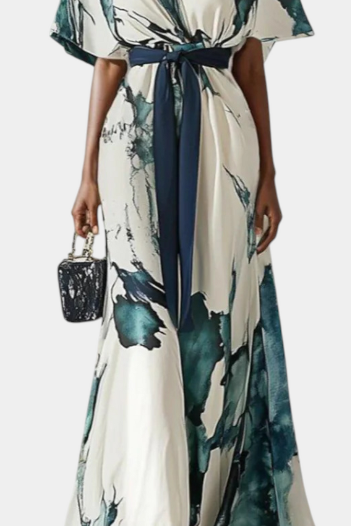 Robe Maliyah Imprimée avec Ceinture Nouée