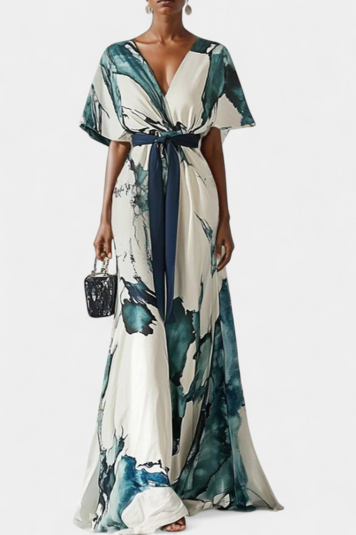 Robe Maliyah Imprimée avec Ceinture Nouée