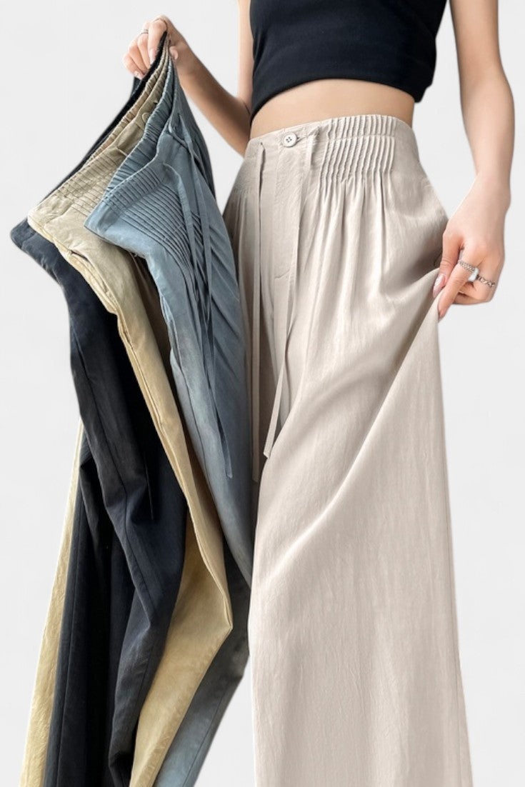 Ilyana Pantalons Taille Haute et Jambe Large