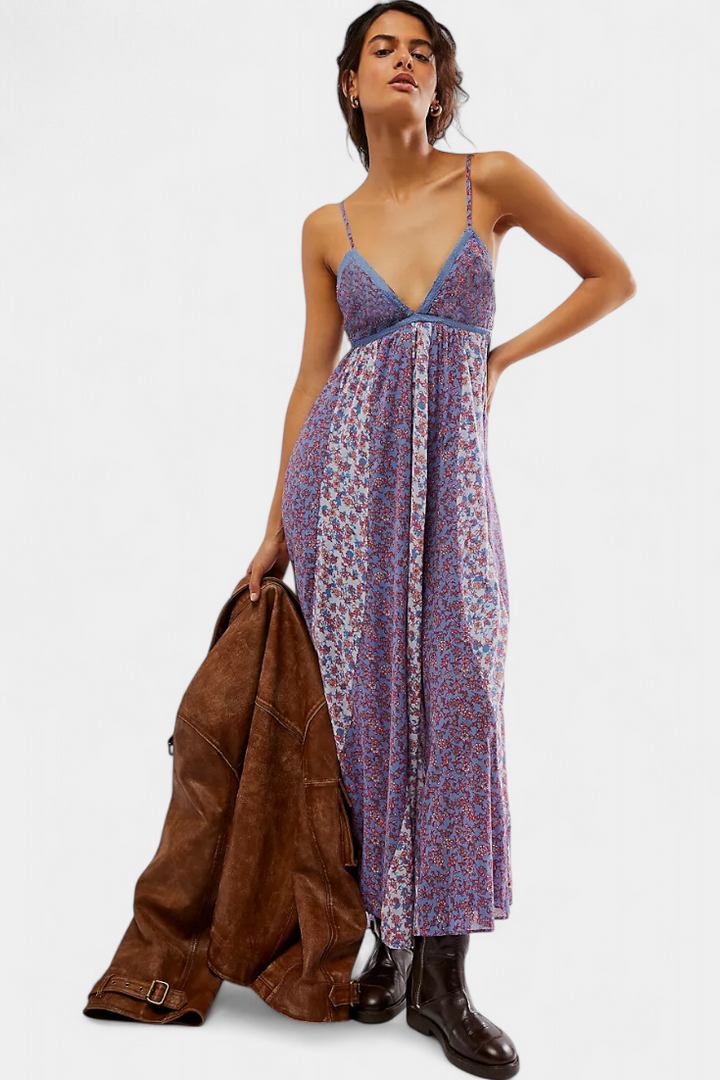 Robe Boho Florale Lexa en Chiffon avec Dos Nu