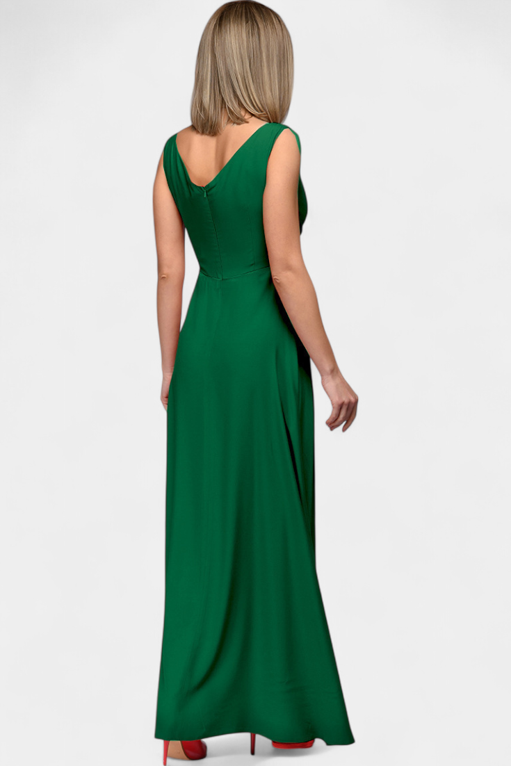 Rocío Robe Longue avec Drapé Frontal et Décolleté Croisé