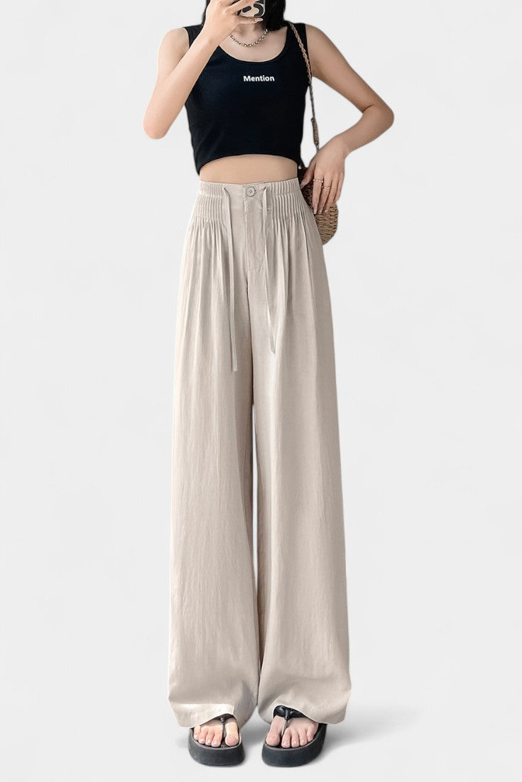 Ilyana Pantalons Taille Haute et Jambe Large