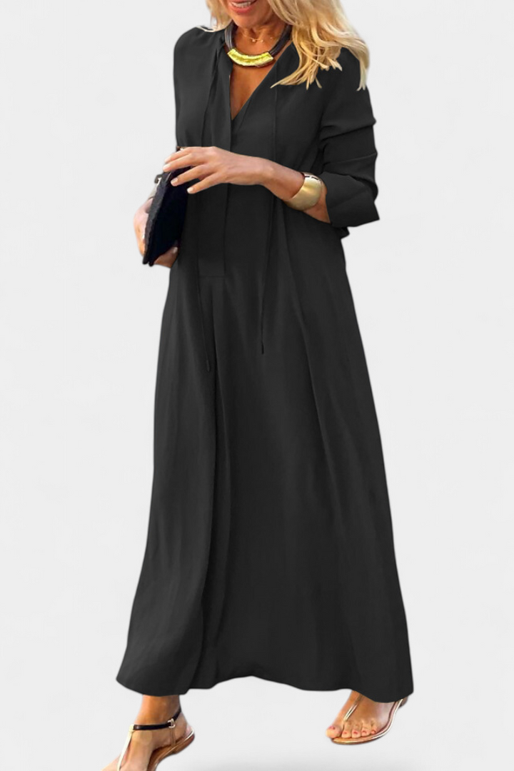 Robe Verónica à Manches Longues avec Décolleté en V
