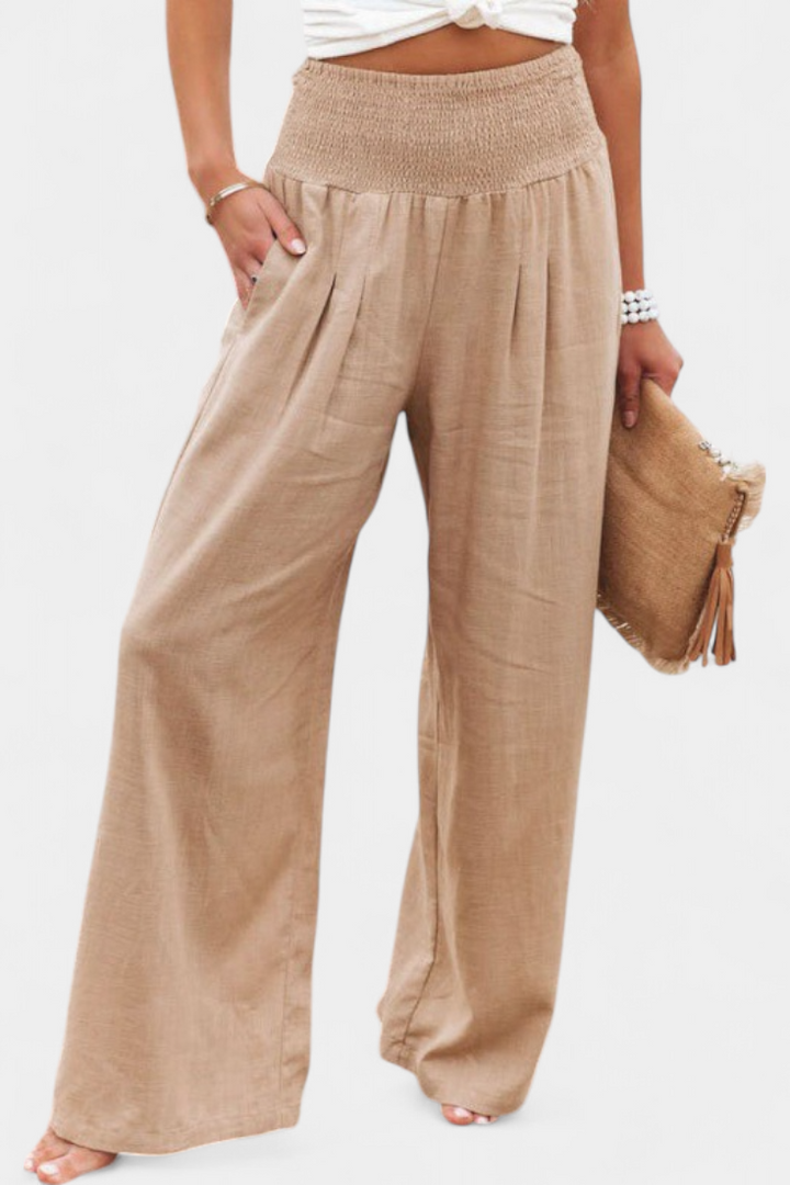 Lexia Pantalon en Coton et Lin avec Coupe Fluide et Élégance Naturelle