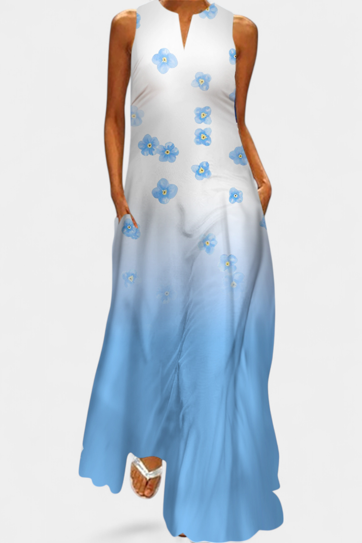 Robe Enna Colorée Sans Manches avec Décolleté en V