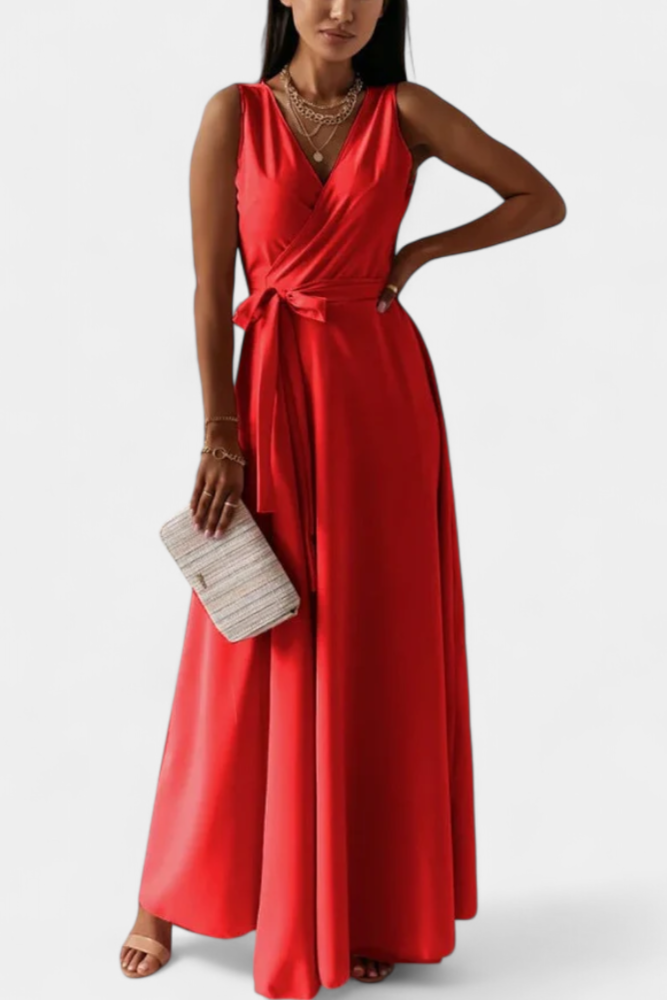 Marla – Robe Longue à Décolleté en V et Silhouette Fluide