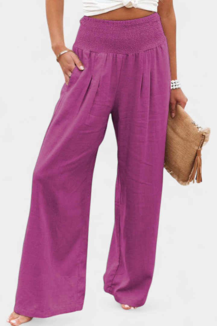 Lexia Pantalon en Coton et Lin avec Coupe Fluide et Élégance Naturelle
