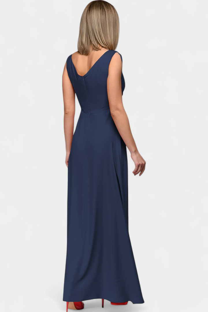 Rocío Robe Longue avec Drapé Frontal et Décolleté Croisé