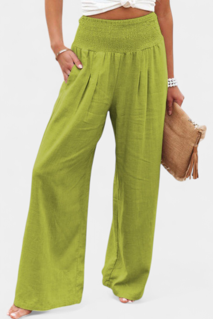 Lexia Pantalon en Coton et Lin avec Coupe Fluide et Élégance Naturelle