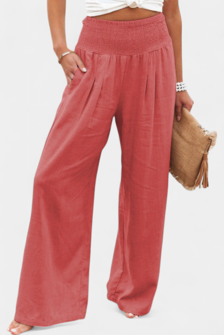 Lexia Pantalon en Coton et Lin avec Coupe Fluide et Élégance Naturelle
