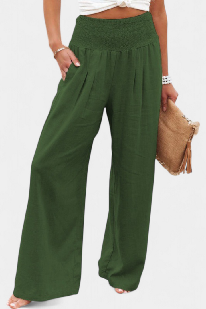 Lexia Pantalon en Coton et Lin avec Coupe Fluide et Élégance Naturelle