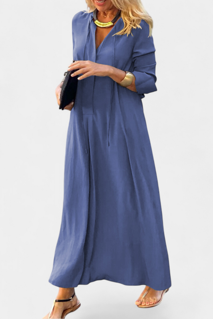 Robe Verónica à Manches Longues avec Décolleté en V