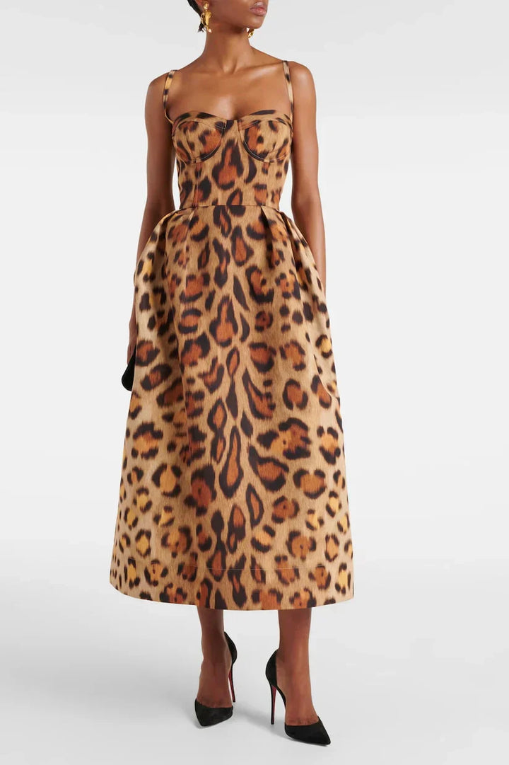 Robe Midi Bustier Tiana Léopard