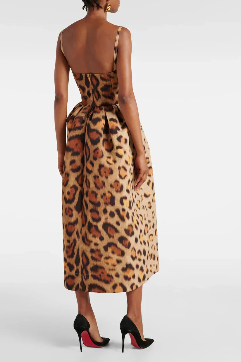 Robe Midi Bustier Tiana Léopard