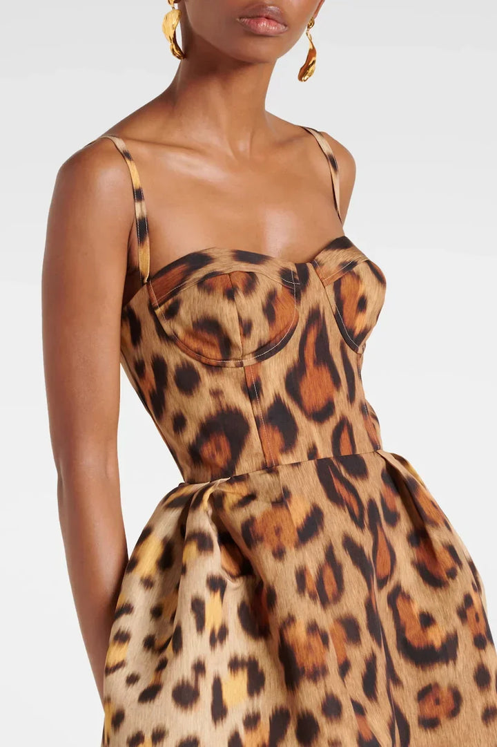 Robe Midi Bustier Tiana Léopard