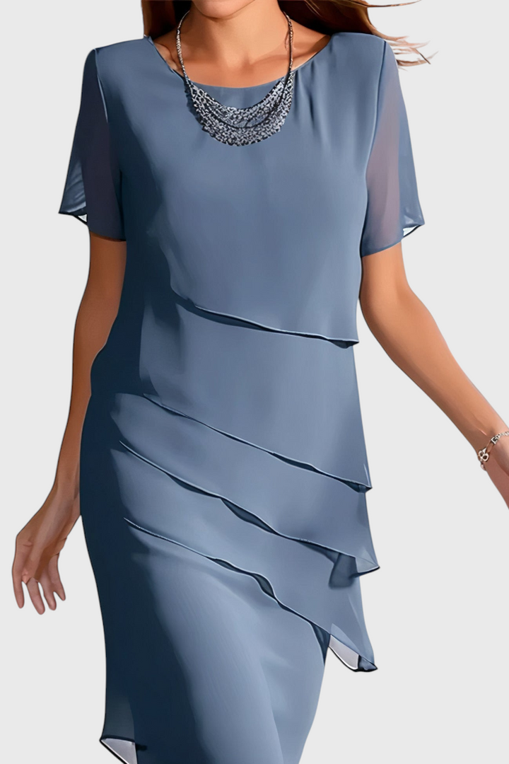Robe Mia en Chiffon et Coton avec Franges