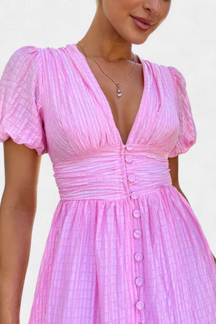 Robe Maxi Mélia avec Décolleté en V et Manches Bouffantes