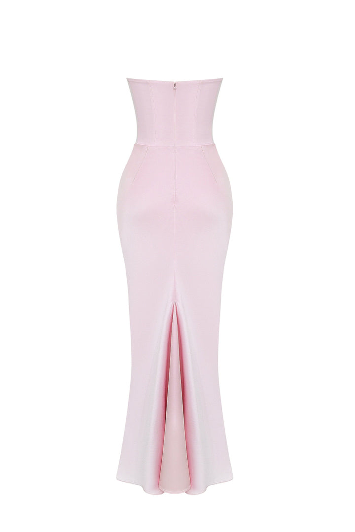 Emily Robe Maxi Drapée avec Corset Sans Bretelles