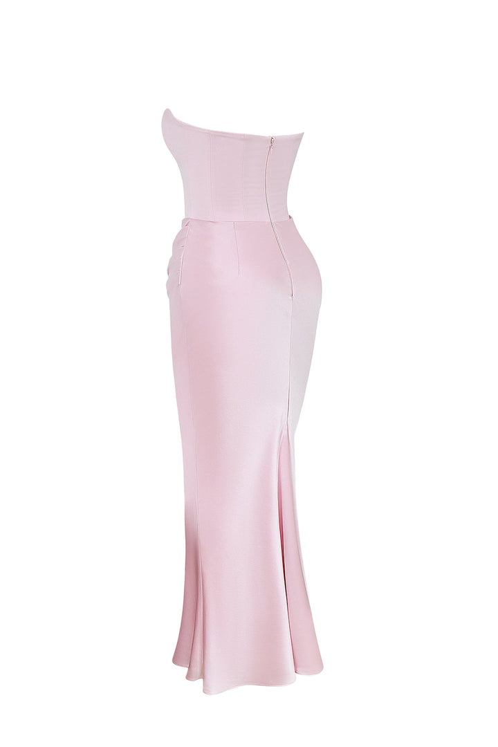 Emily Robe Maxi Drapée avec Corset Sans Bretelles
