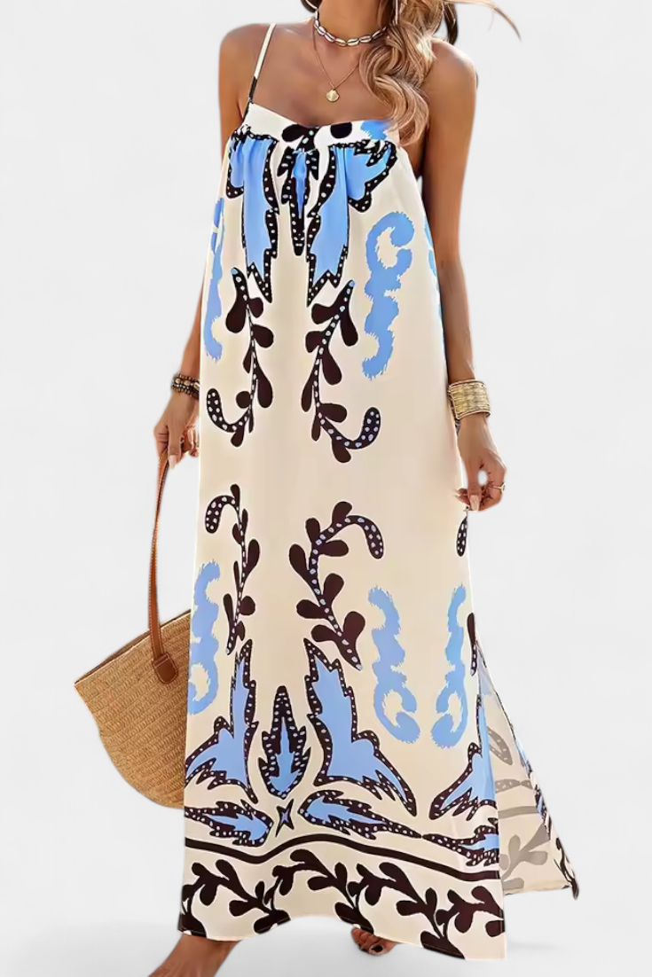 Robe Vilma avec Imprimé Tropical et Dos Nu