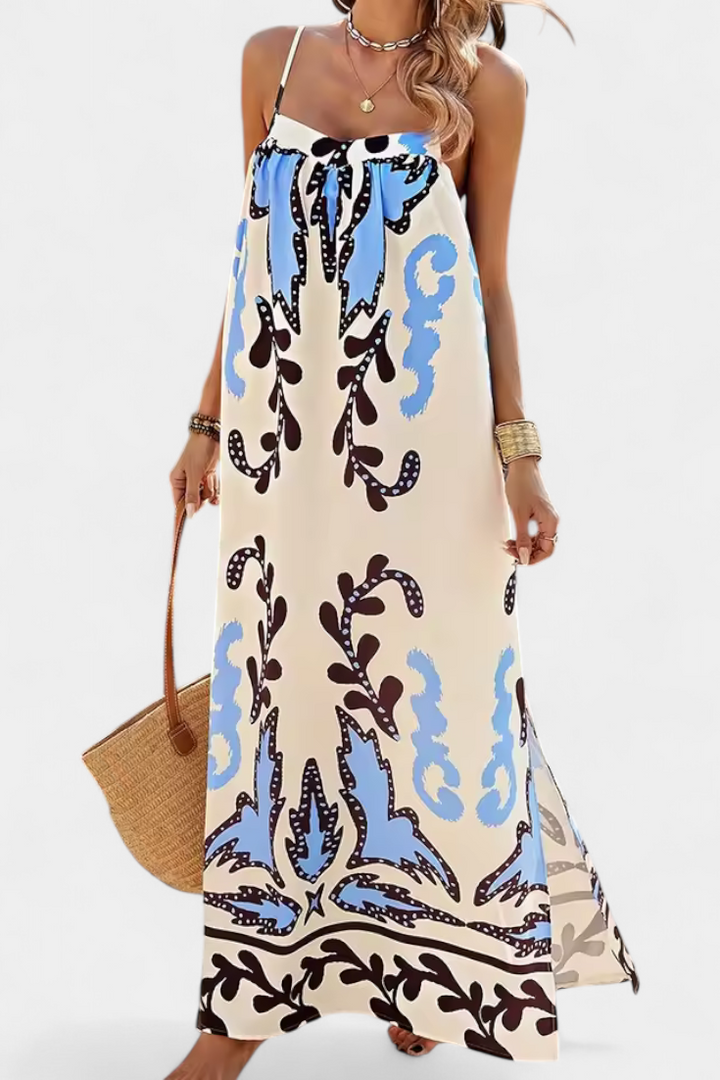 Robe Vilma avec Imprimé Tropical et Dos Nu