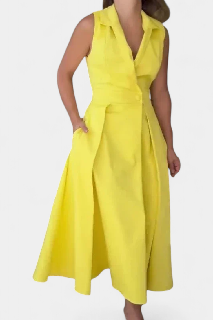 Veste Robe Beverly Sans Manches avec Coupe A et Boutons