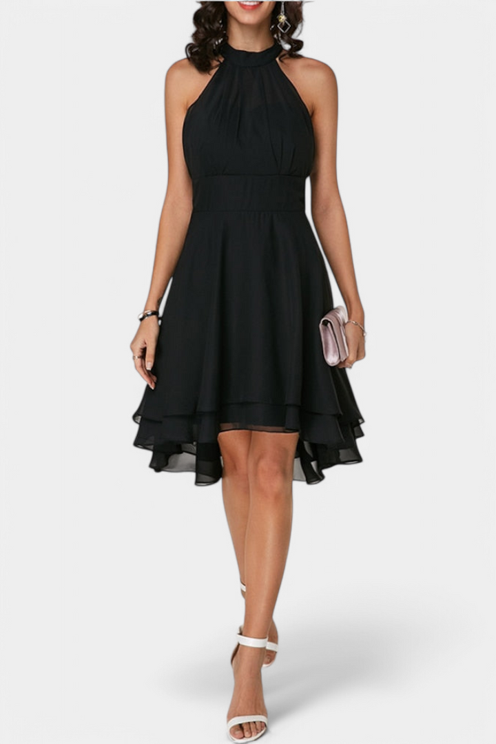Anouk Robe en Georgette avec Volants et Silhouette Cintrée