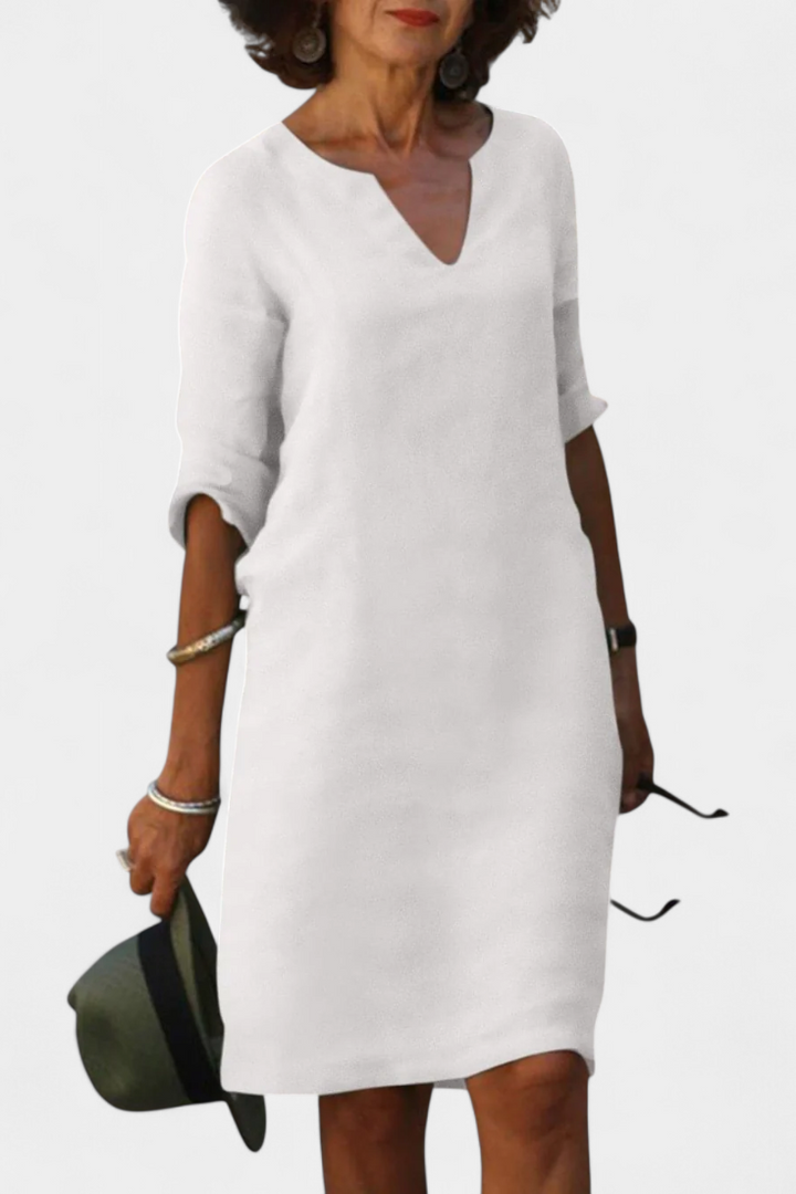 Robe Elowen Décolleté en V avec Manches Trois Quarts