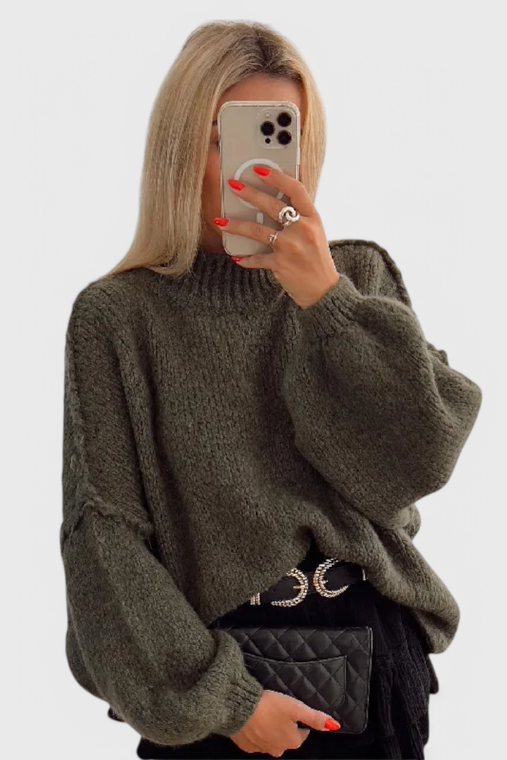 Pull Oversized en Tricot Cassia avec Manches Bouffantes