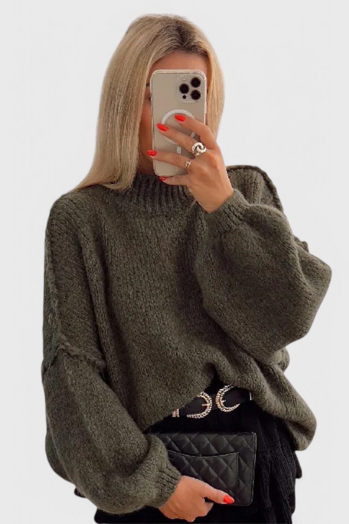 Pull Oversized en Tricot Cassia avec Manches Bouffantes