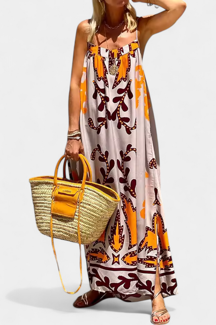 Robe Vilma avec Imprimé Tropical et Dos Nu