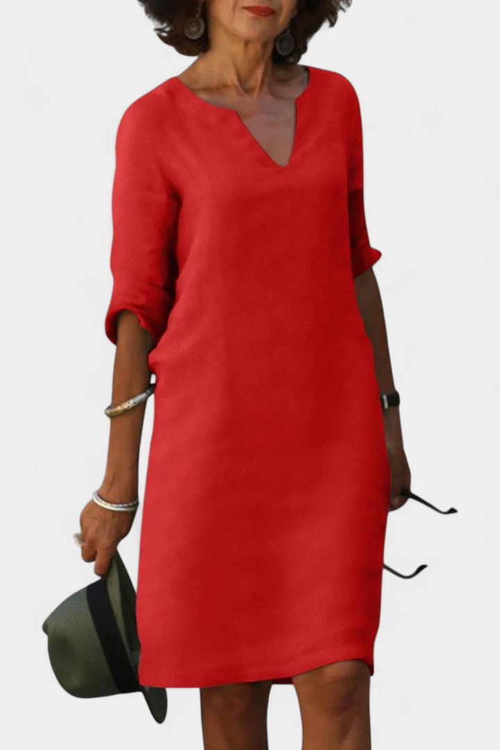 Robe Elowen Décolleté en V avec Manches Trois Quarts