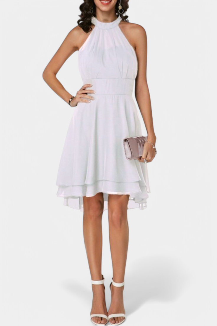 Anouk Robe en Georgette avec Volants et Silhouette Cintrée