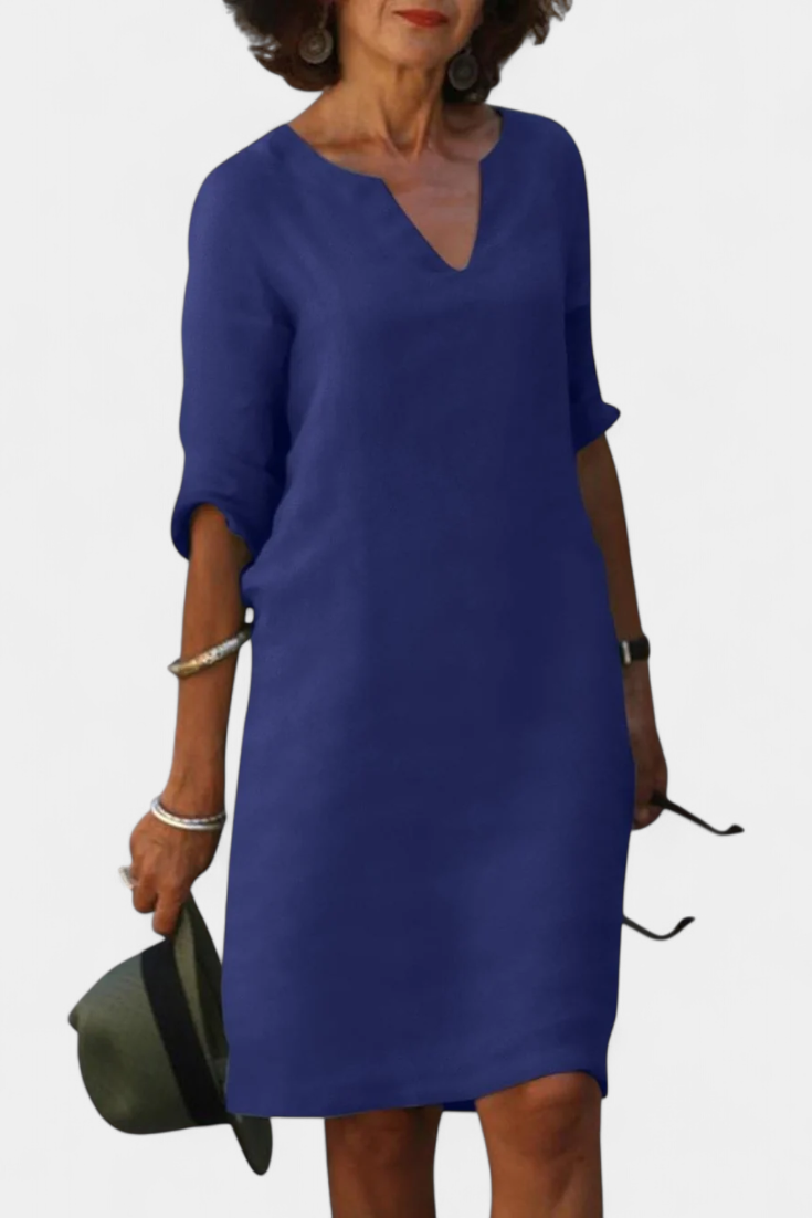 Robe Elowen Décolleté en V avec Manches Trois Quarts