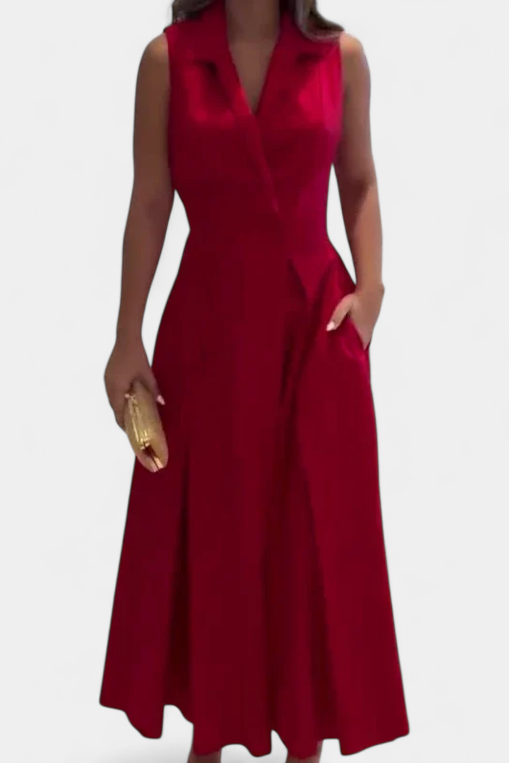 Veste Robe Beverly Sans Manches avec Coupe A et Boutons