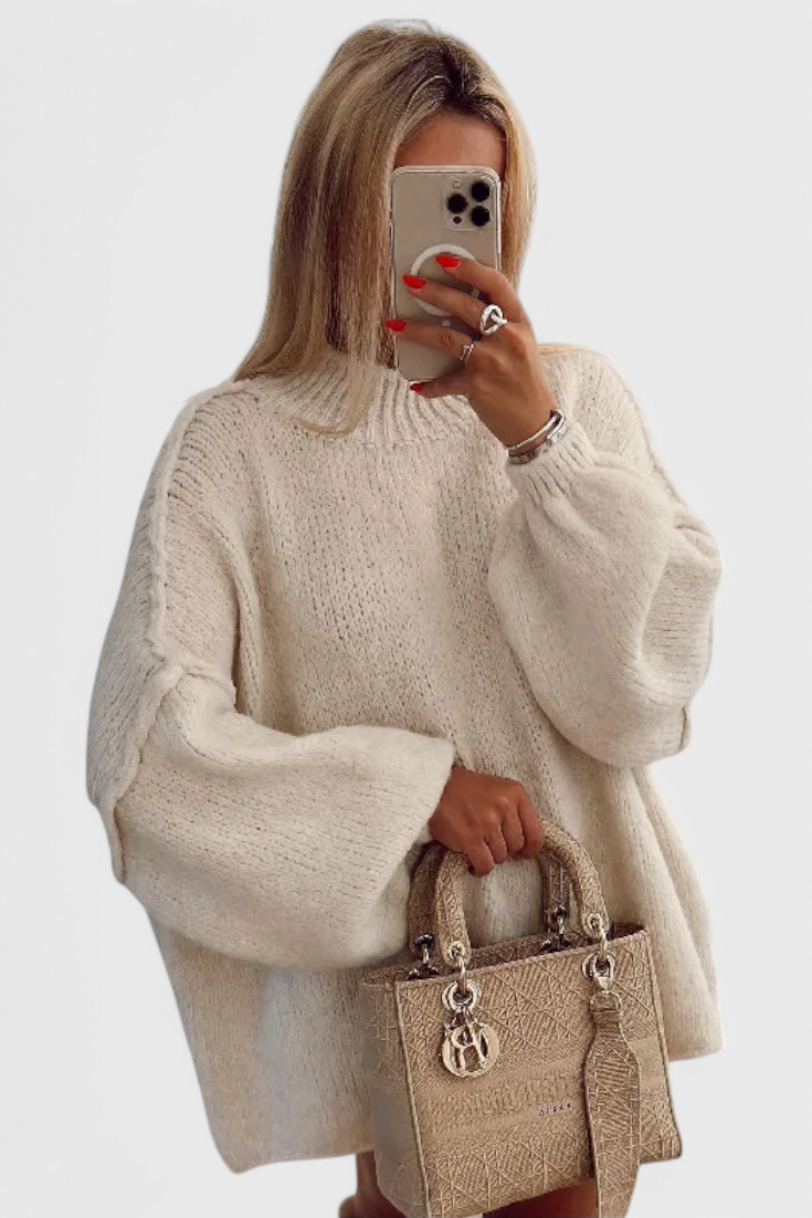 Pull Oversized en Tricot Cassia avec Manches Bouffantes
