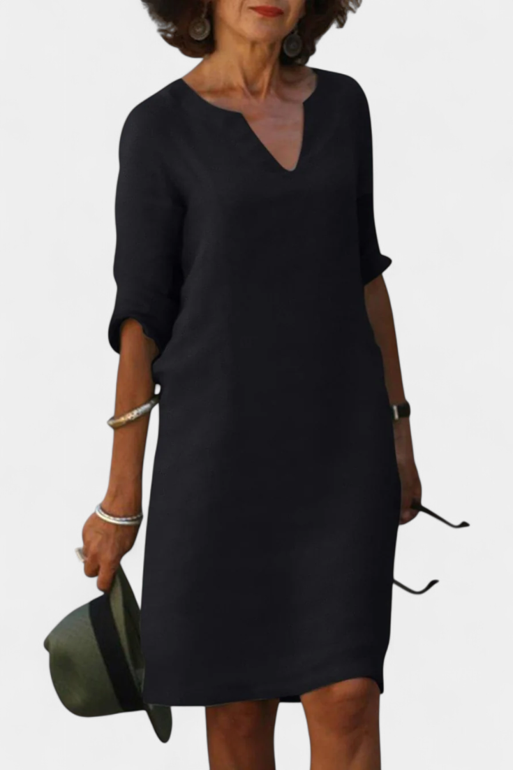 Robe Elowen Décolleté en V avec Manches Trois Quarts