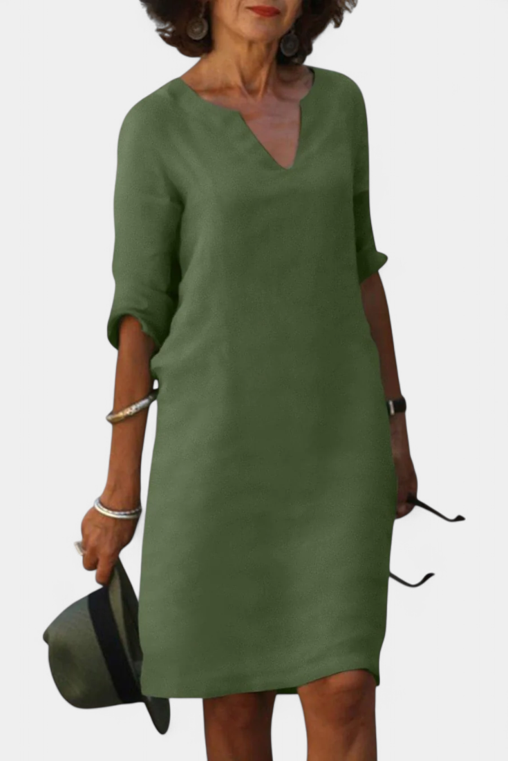 Robe Elowen Décolleté en V avec Manches Trois Quarts