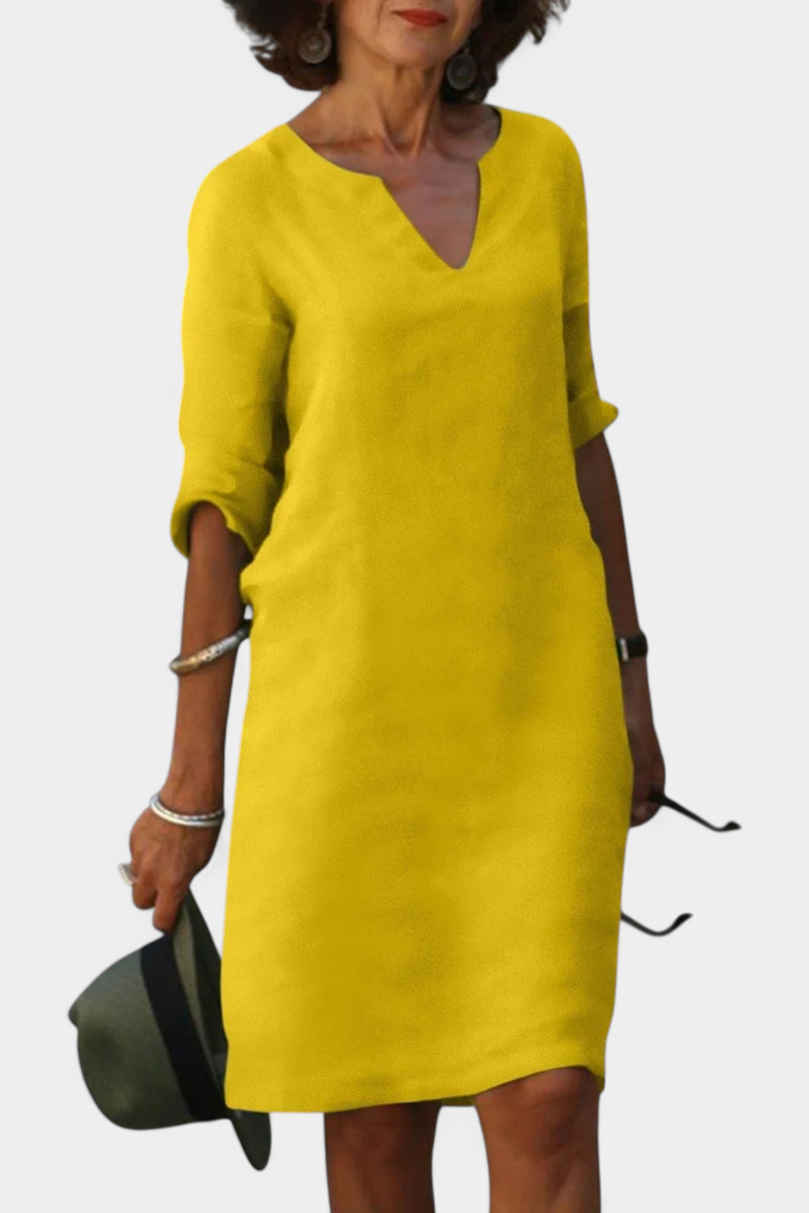 Robe Elowen Décolleté en V avec Manches Trois Quarts