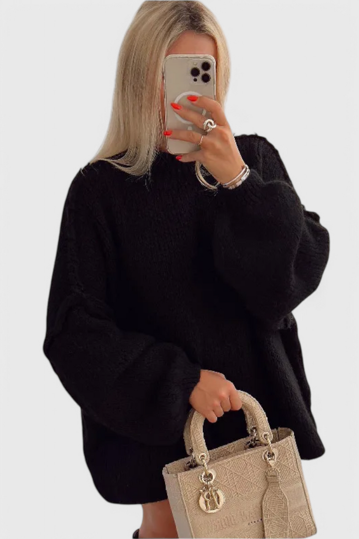 Pull Oversized en Tricot Cassia avec Manches Bouffantes