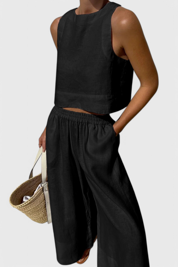 Avelina Ensemble Minimaliste en Coton et Lin Léger