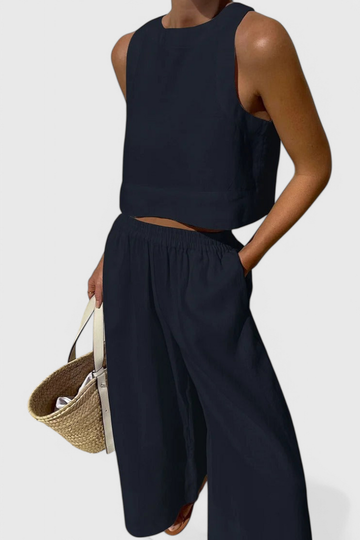 Avelina Ensemble Minimaliste en Coton et Lin Léger