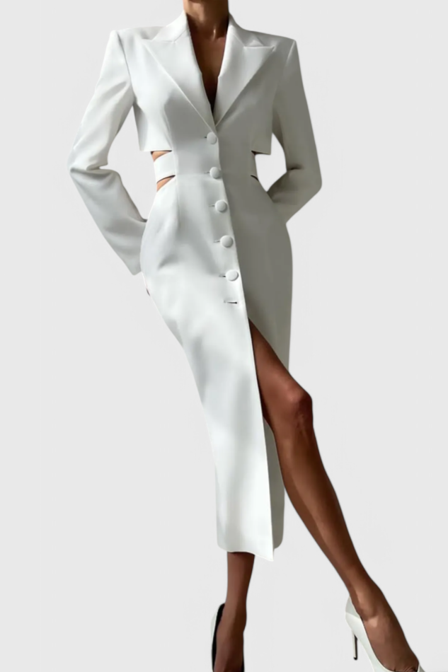 Robe Blazer Midi Bernice avec Découpe et Dos Nu