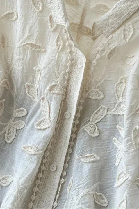 Chemise Prairie en Dentelle Brodée