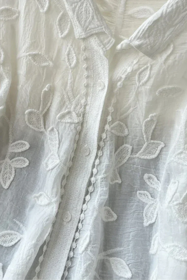 Chemise Prairie en Dentelle Brodée