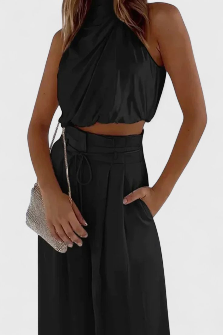 Helira Ensemble de Deux Pièces avec Top Fluide et Pantalon Palazzo