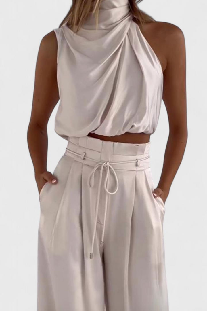 Helira Ensemble de Deux Pièces avec Top Fluide et Pantalon Palazzo